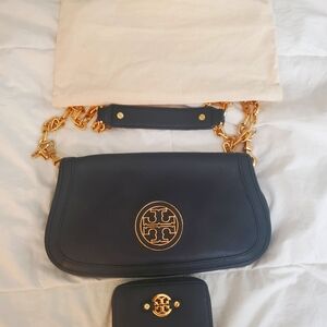 Tory Burch Navy Blue Leather Purse and Wallet